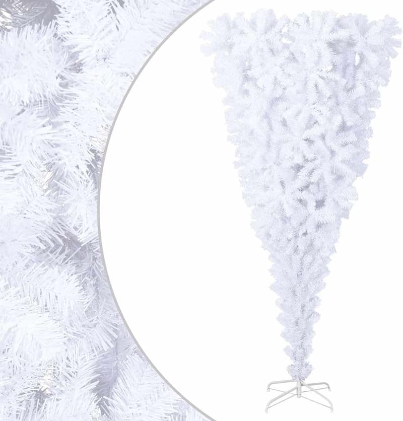 6 ft White Upside-Down Artificial Christmas Tree with Stand