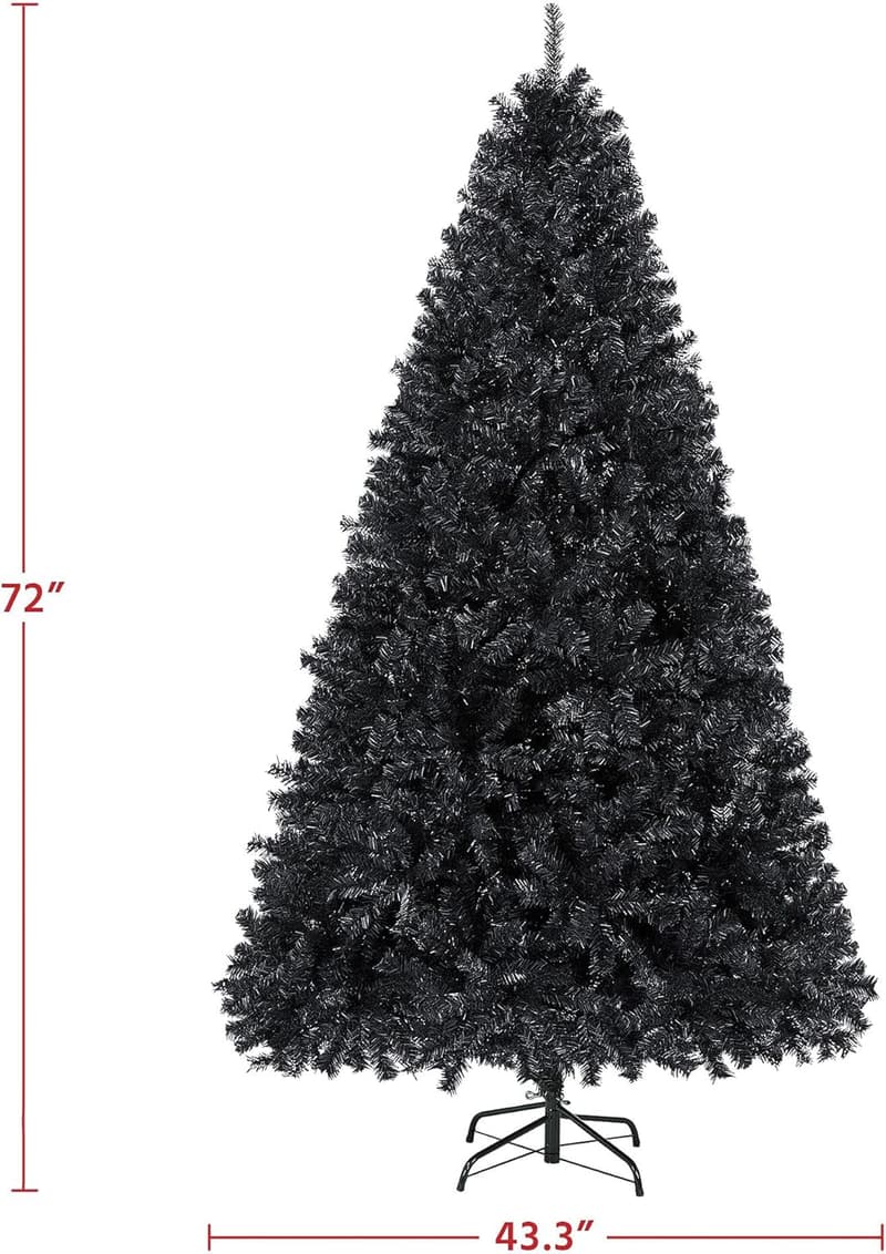 6ft Artificial Black Christmas Tree with Foldable Stand