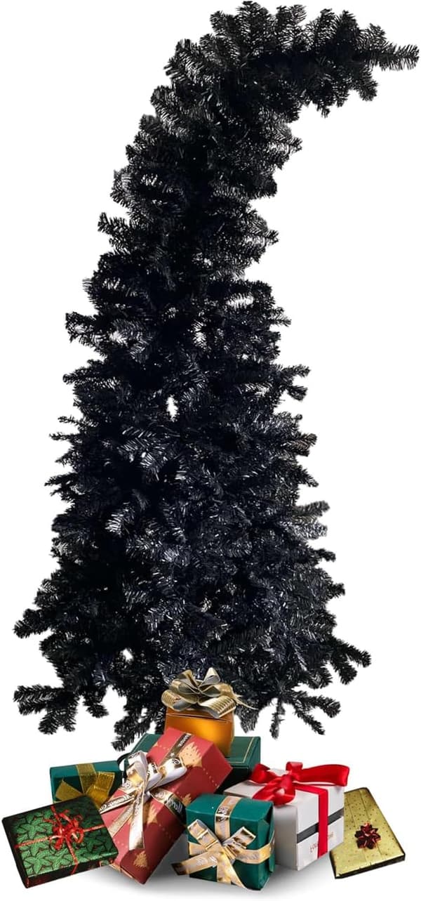 Black Artificial Christmas & Halloween Tree - 6.9FT, 1050 Tips