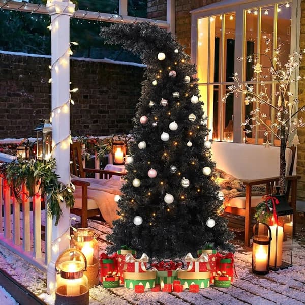 Black Artificial Christmas & Halloween Tree - 6.9FT, 1050 Tips