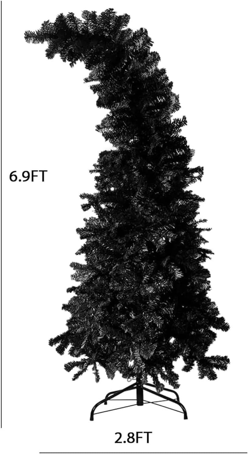 Black Artificial Christmas & Halloween Tree - 6.9FT, 1050 Tips