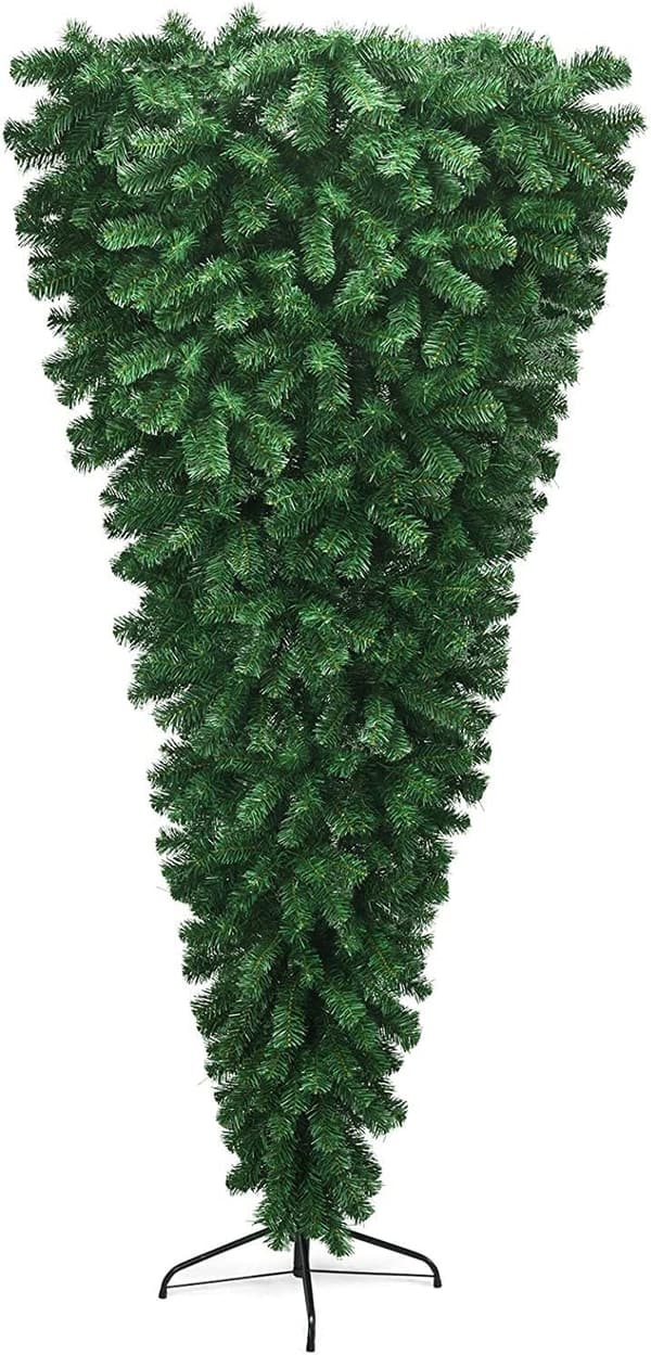 7FT Artificial Upside Down Christmas Tree with Metal Stand