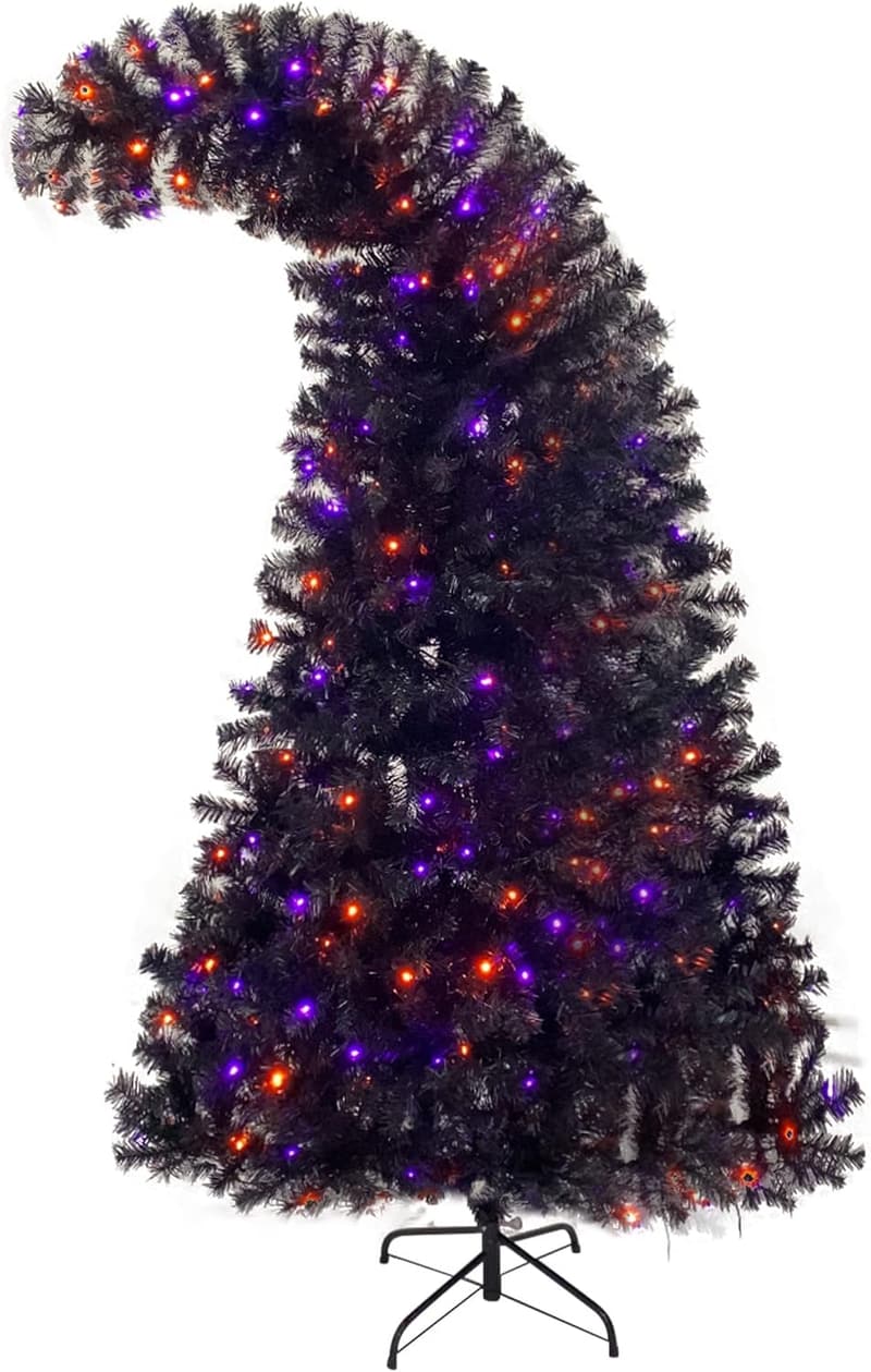 7FT Black Prelit Christmas Tree with 350 Lights