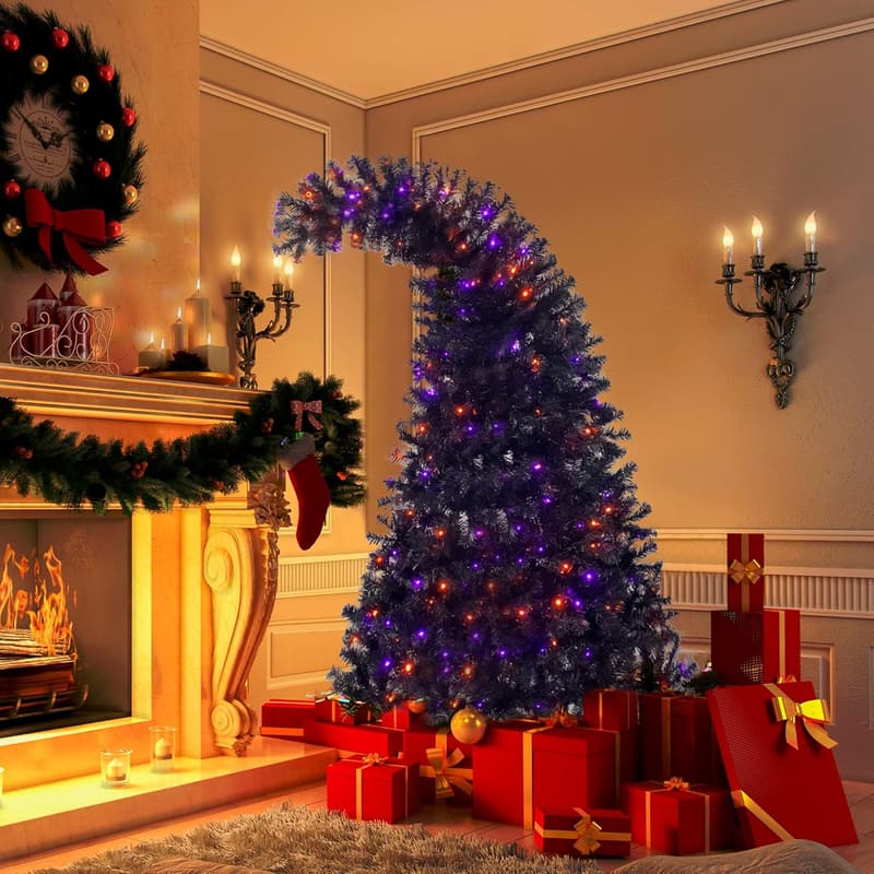 7FT Black Prelit Christmas Tree with 350 Lights