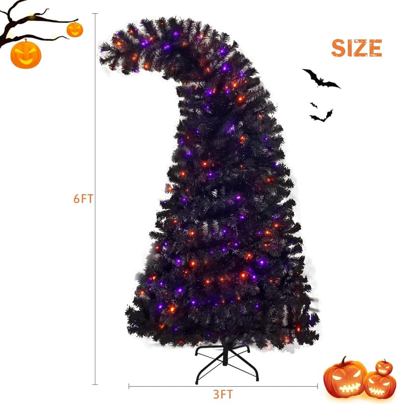 7FT Black Prelit Christmas Tree with 350 Lights