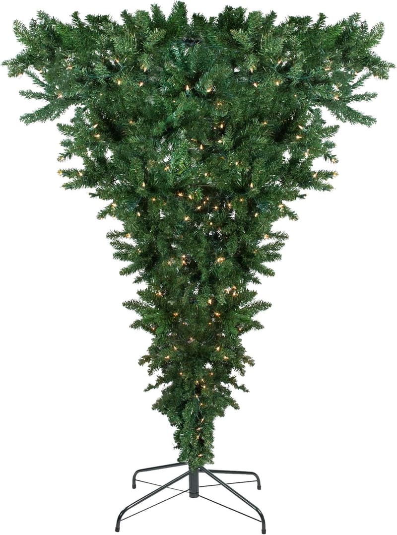 Pre-Lit 7.5' Green Upside Down Christmas Tree with Clear Lights