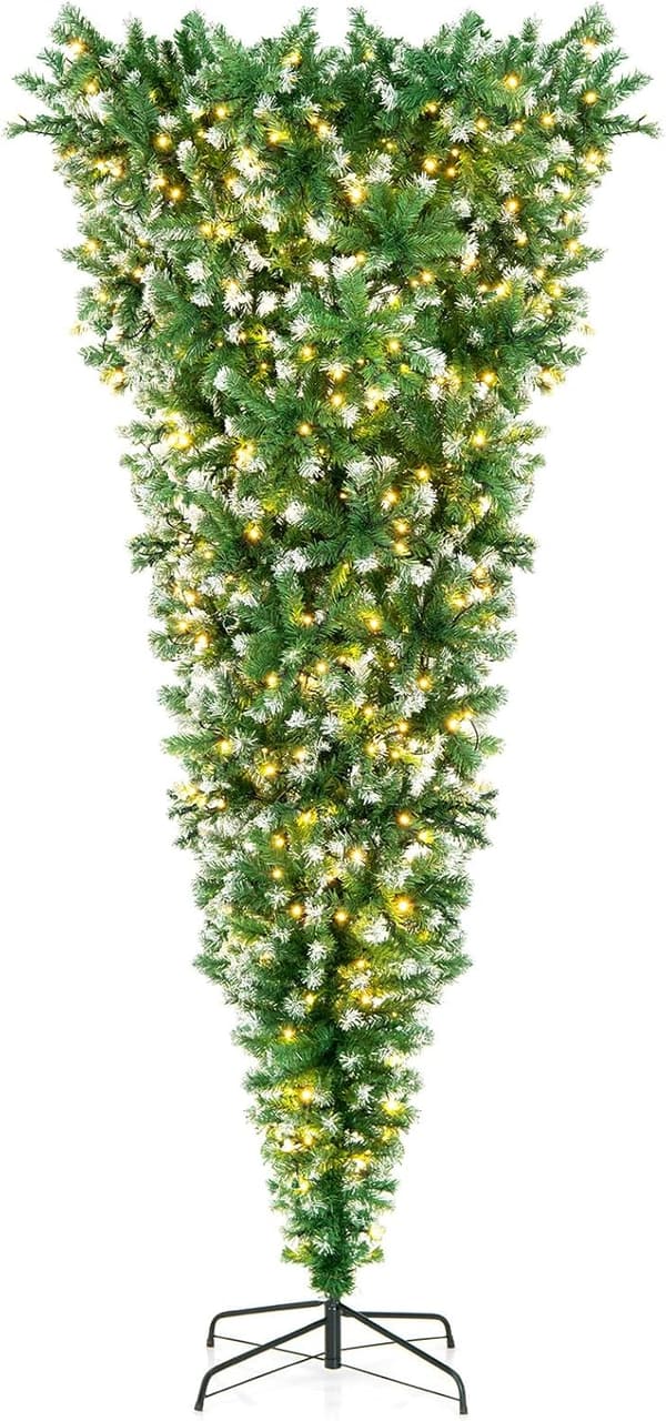 Pre-Lit 7.5ft Upside Down Christmas Tree with 400 LED Lights