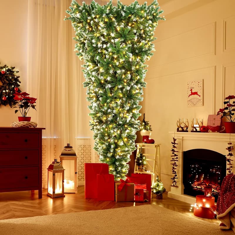 Pre-Lit 7.5ft Upside Down Christmas Tree with 400 LED Lights