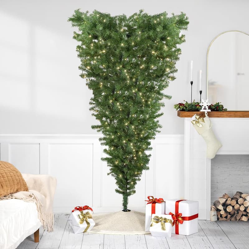 Pre-Lit 7.5' Upside Down Christmas Tree with Warm White LEDs