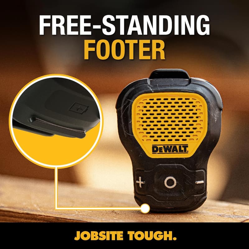 Portable Bluetooth Jobsite Speaker with Clip-On, Water-Resistant