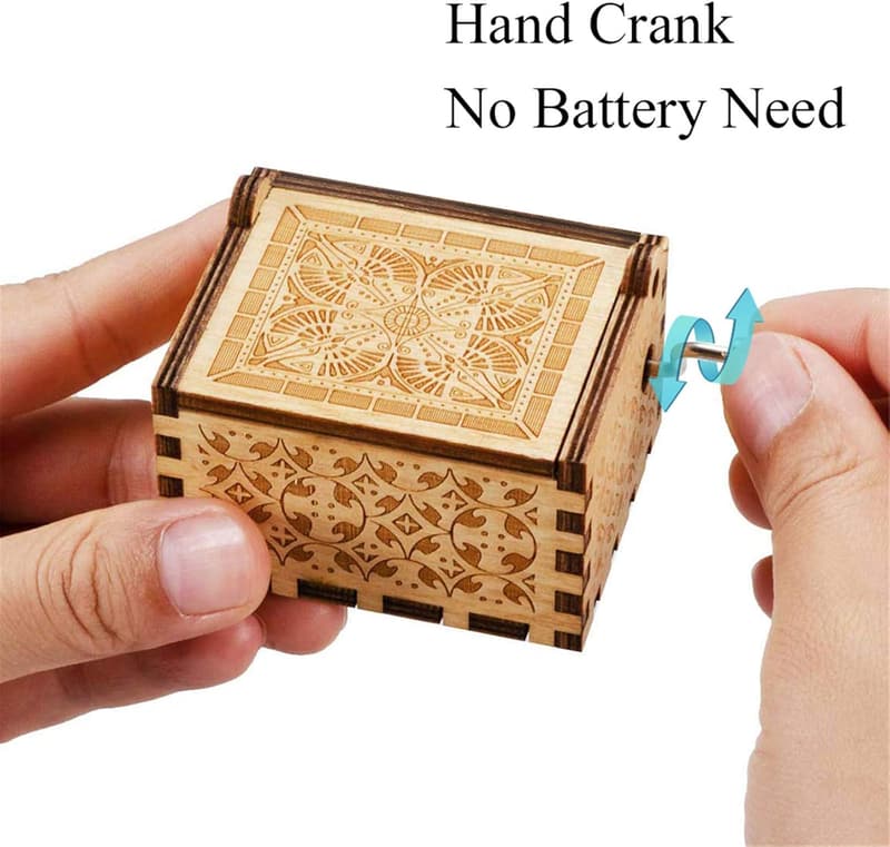 Antique Hand-Operated Wood Music Box for Couples' Gifts