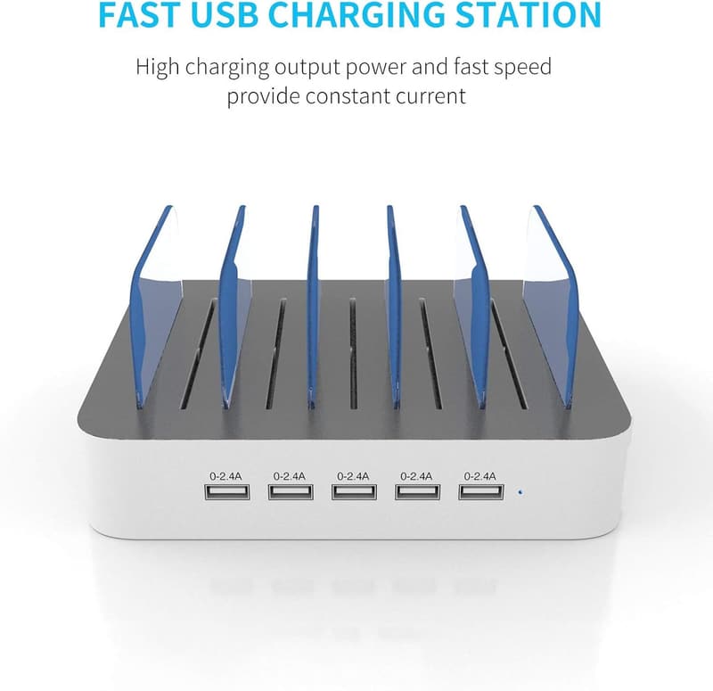 5-Port Multi USB Charging Station for Phones & Tablets