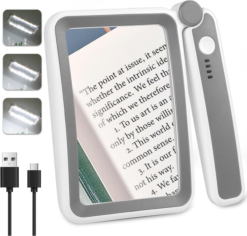5X Rechargeable Magnifying Glass with LED Light for Seniors