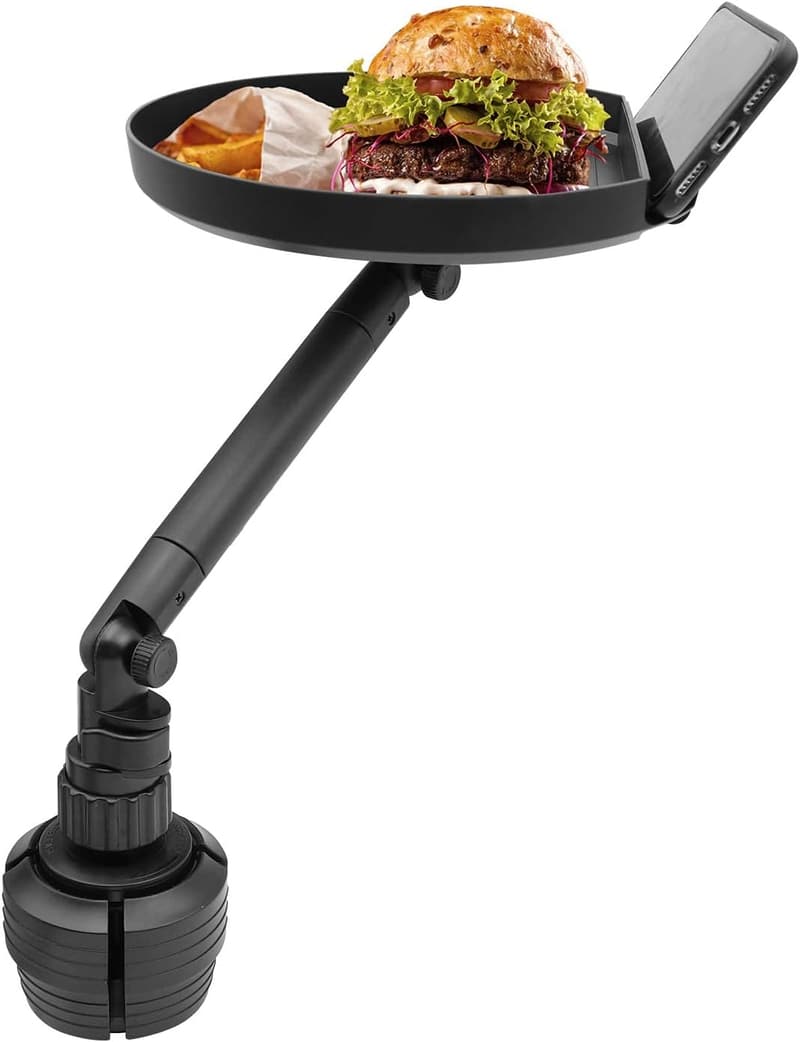 Adjustable Car Food Tray with Phone Slot - Macally Cup Holder