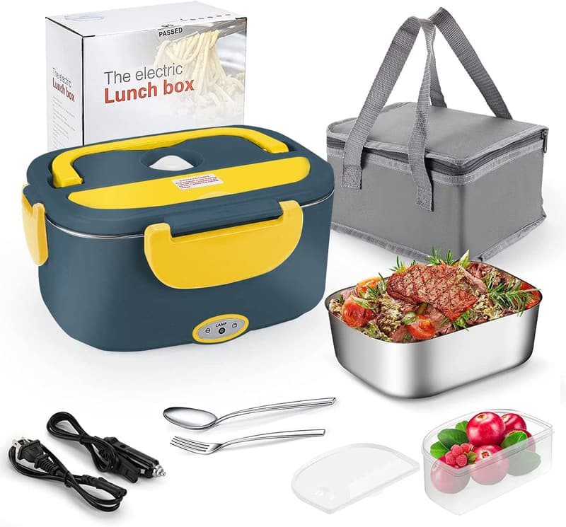 Portable Electric Lunch Box 1.5L, 60W Food Heater with Stainless Steel Container