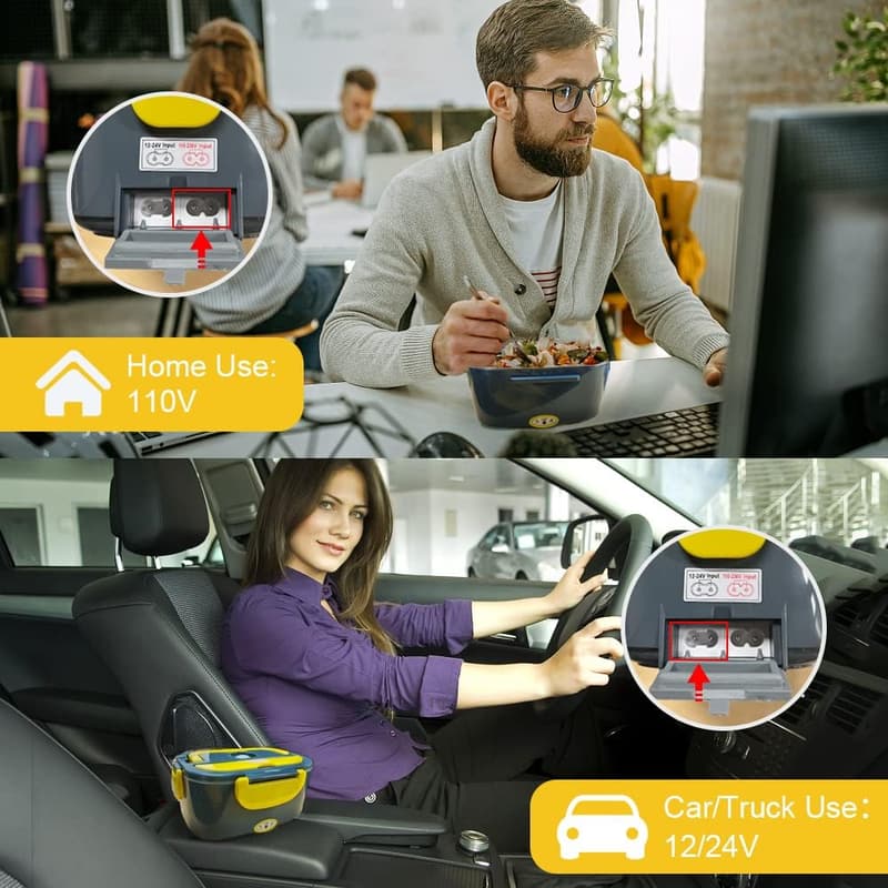 Portable Electric Lunch Box 1.5L, 60W Food Heater with Stainless Steel Container