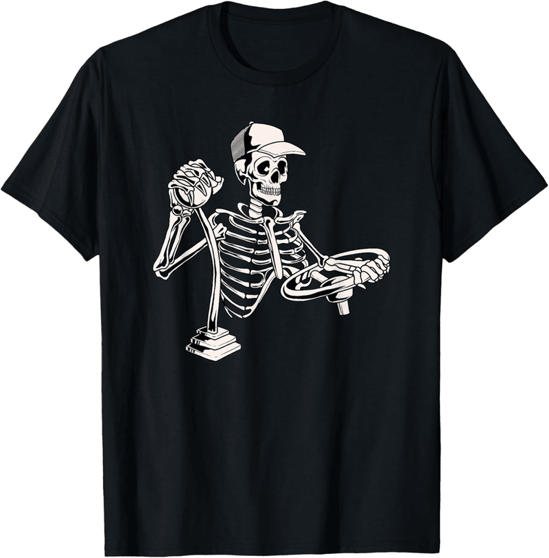 Funny Truck Driver Skeleton T-Shirt for Trucking Enthusiasts