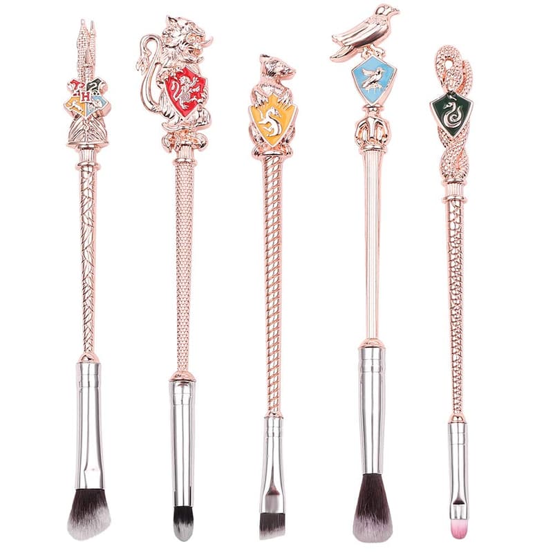 5-Piece Rose Gold Makeup Brush Set for Women with Gift Bag