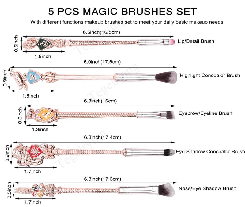 5-Piece Rose Gold Makeup Brush Set for Women with Gift Bag