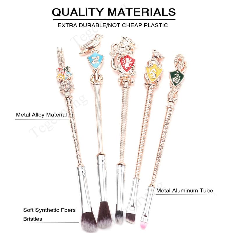 5-Piece Rose Gold Makeup Brush Set for Women with Gift Bag