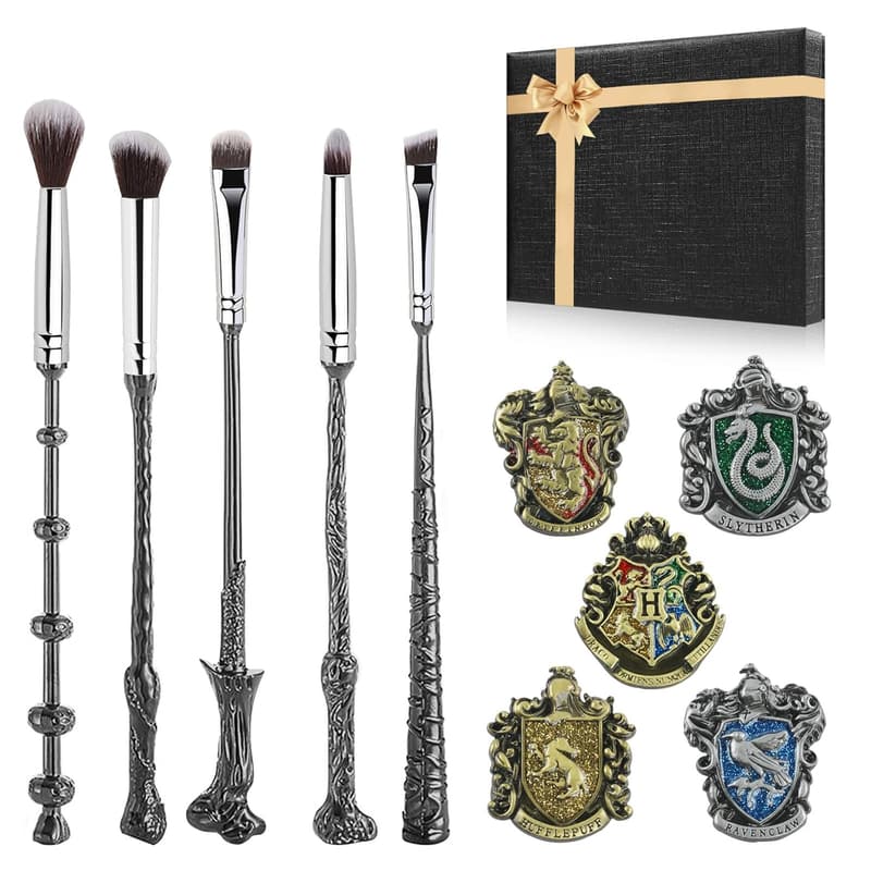 Wizard Wand Makeup Brush Set with House Pins for Women