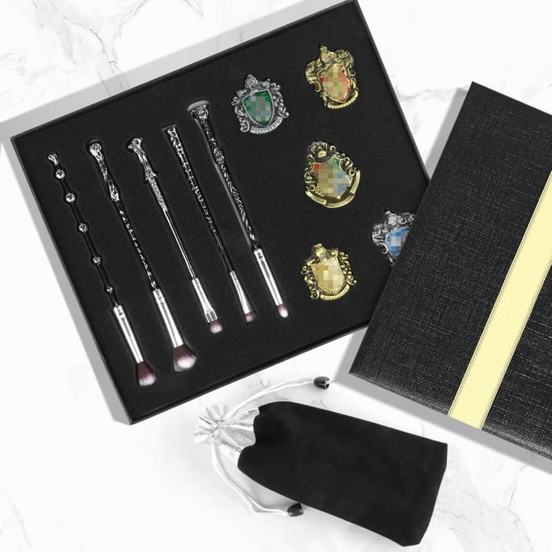 Wizard Wand Makeup Brush Set with House Pins for Women