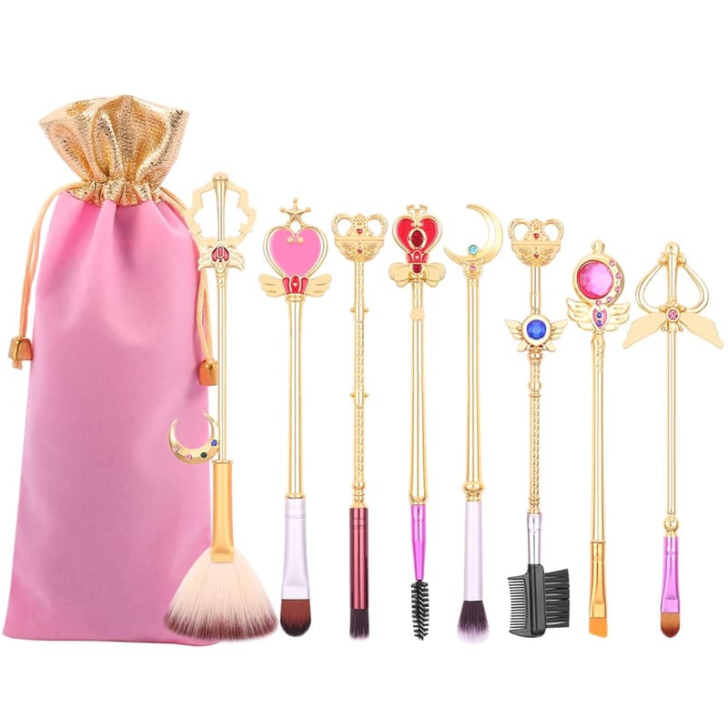Kawaii Sailormoon Makeup Brush Set - 8pcs with Pink Pouch