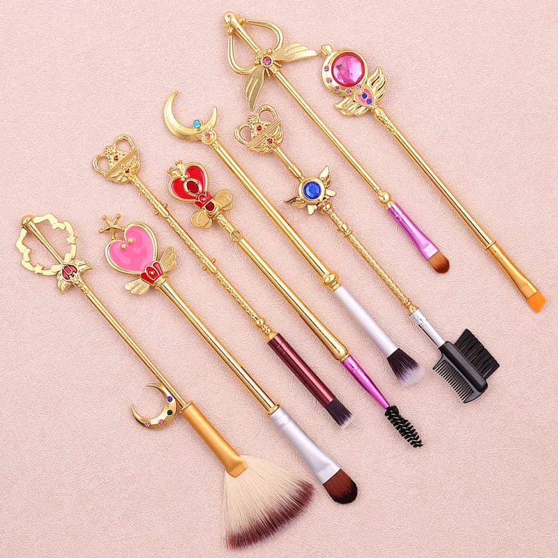 Kawaii Sailormoon Makeup Brush Set - 8pcs with Pink Pouch