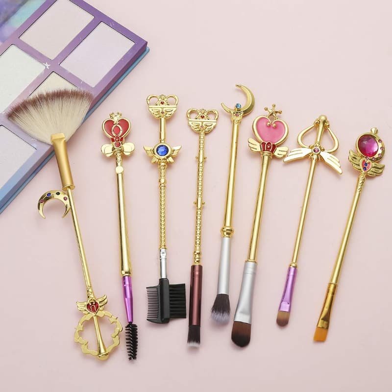 Kawaii Sailormoon Makeup Brush Set - 8pcs with Pink Pouch