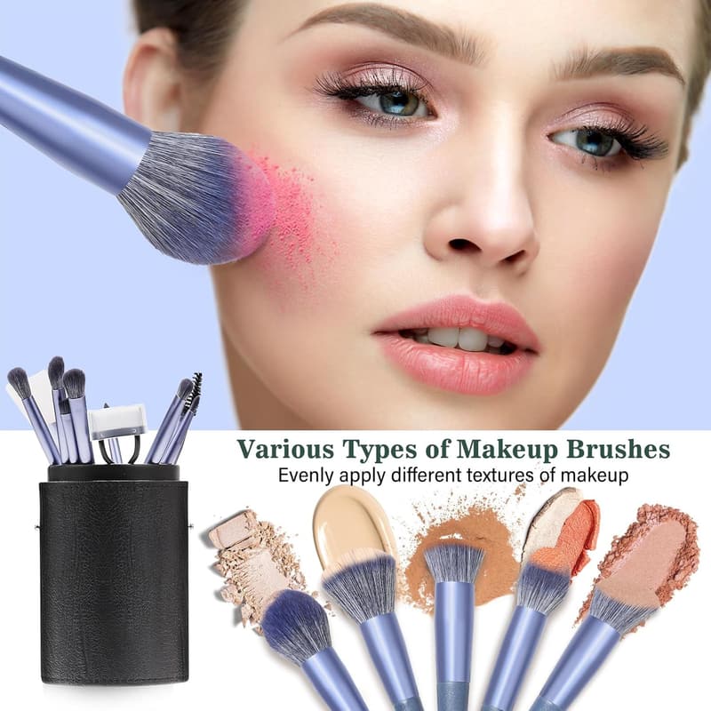 17-Piece Makeup Brush Set with Travel Case - Blue