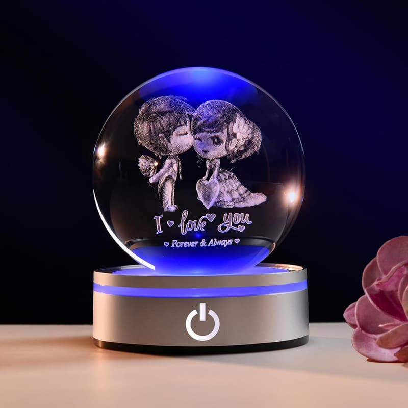Valentine's Day Crystal Ball Night Light for Couples