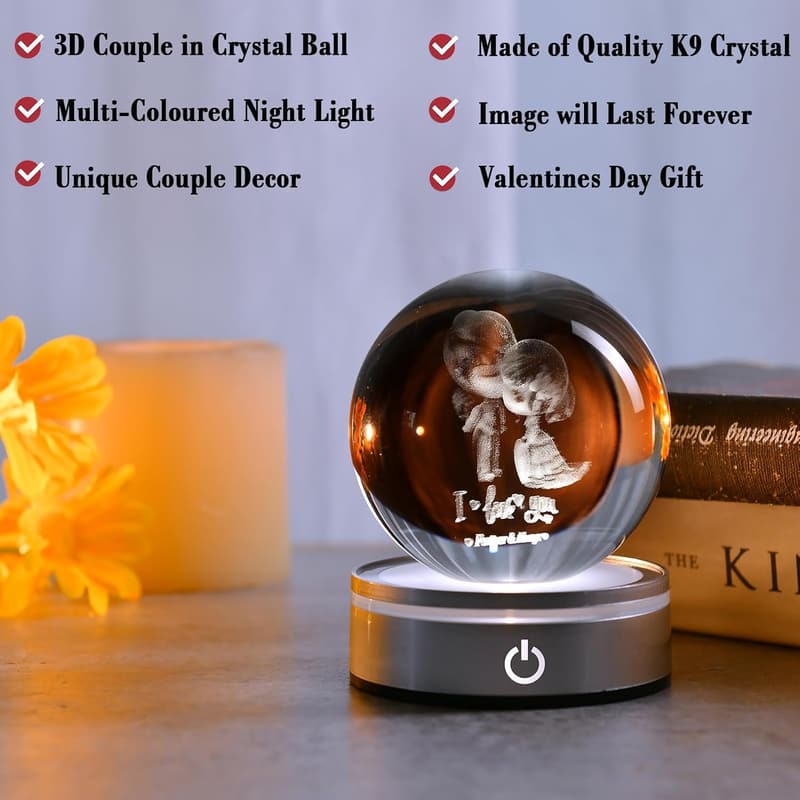 Valentine's Day Crystal Ball Night Light for Couples