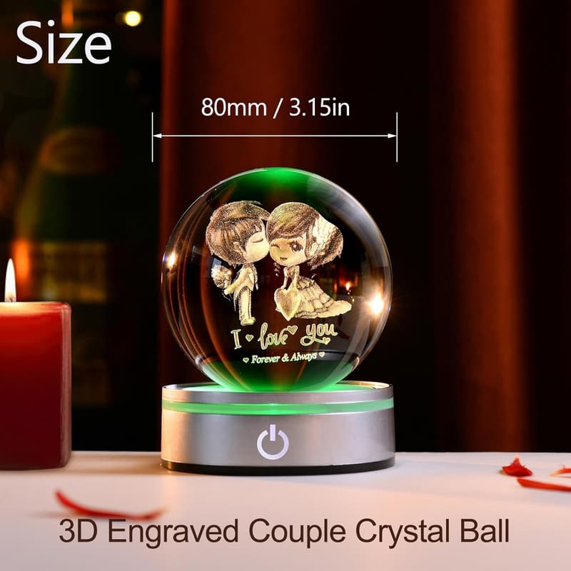 Valentine's Day Crystal Ball Night Light for Couples