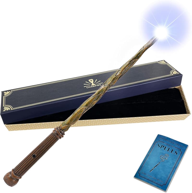 Rechargeable Magic Wizard Wand with Spellbook & Gift Box for Kids