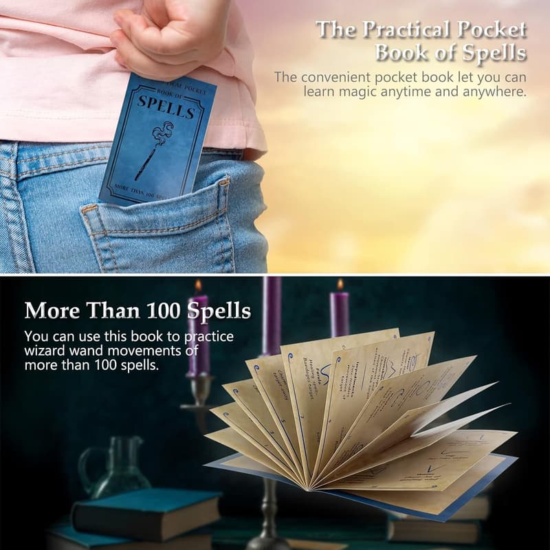 Rechargeable Magic Wizard Wand with Spellbook & Gift Box for Kids