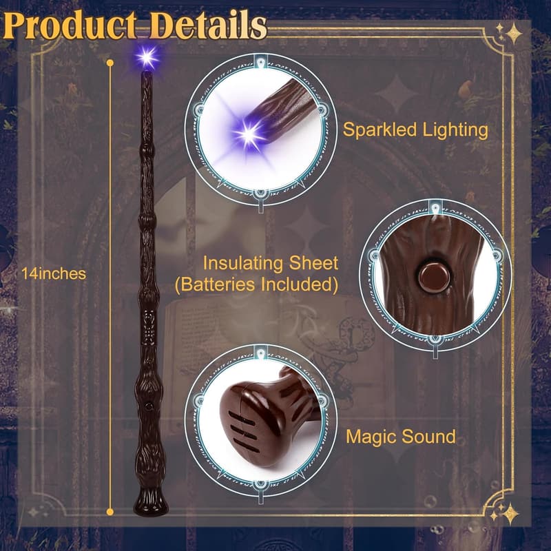 Magic Wand Toy Set for Cosplay - Illuminated with Sound (6PCS)