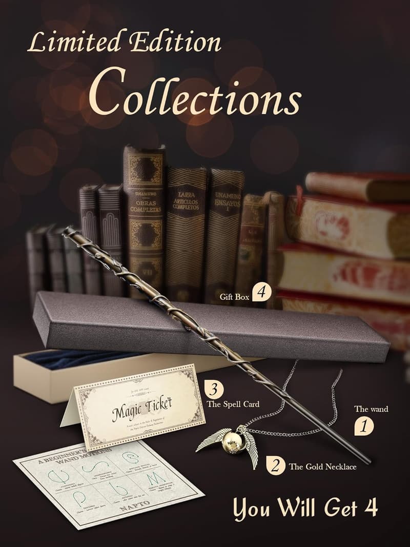 Witch Cosplay Wizard Wand with Necklace for Halloween Parties