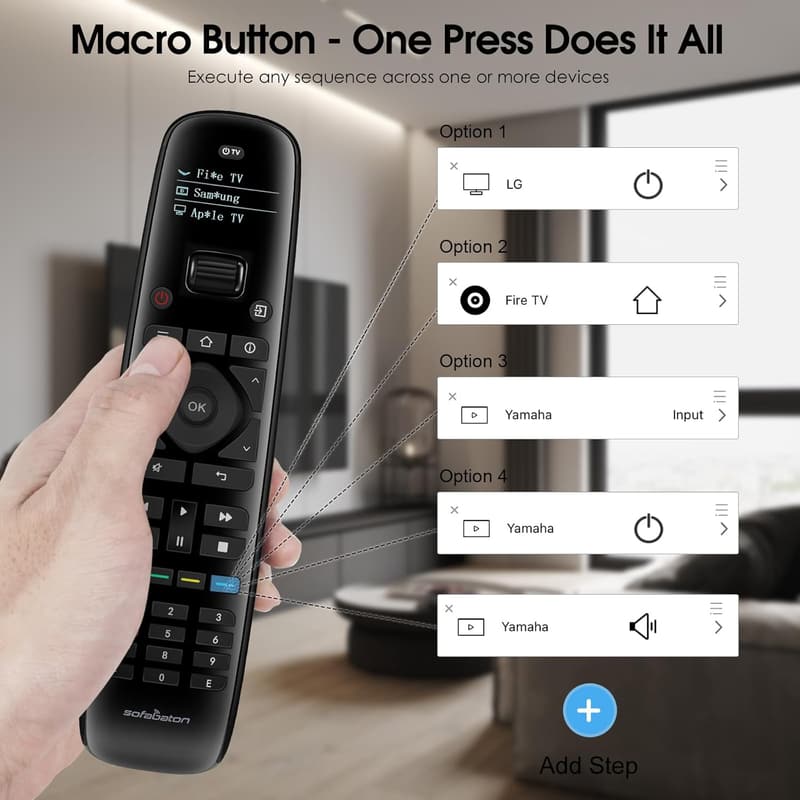 Universal Remote Control for TV/DVD/Streaming, Customizable Features