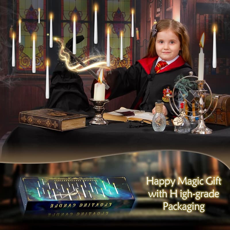 Halloween Flameless Floating Taper Candles - 20 Pcs with Remote