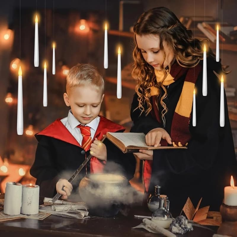 Halloween Flameless Floating Taper Candles - 20 Pcs with Remote
