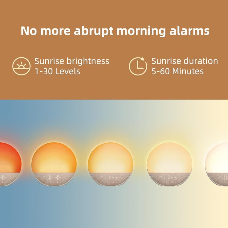 Natural Wake-Up Light Alarm Clock with Bluetooth & 25 Sounds
