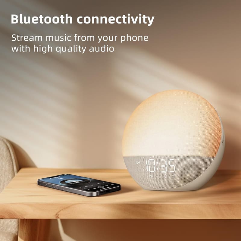 Natural Wake-Up Light Alarm Clock with Bluetooth & 25 Sounds
