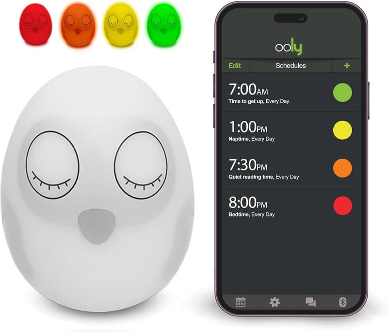 Ooly Owl Sleep Trainer Clock for Toddlers – Cord-Free Night Light