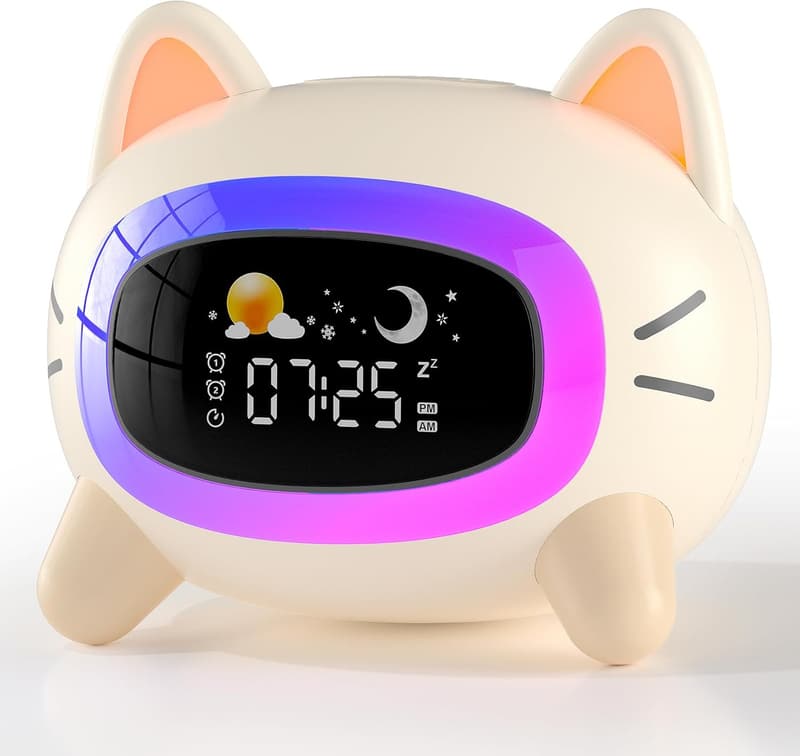 Kids Sleep Training Alarm Clock with Night Light and Sound Machine
