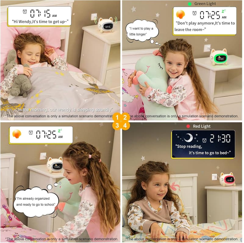 Kids Sleep Training Alarm Clock with Night Light and Sound Machine
