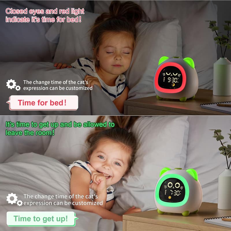 Kids Alarm Clock with Sleep Training Light & Dual Alarm