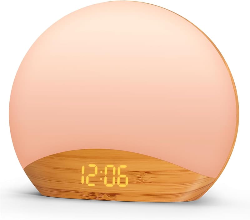 Wood Grain Sunrise Alarm Clock & Sound Machine for All Ages