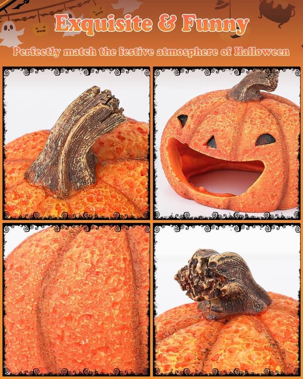 Halloween Resin Pumpkin Aquarium Ornament for Fish Tanks
