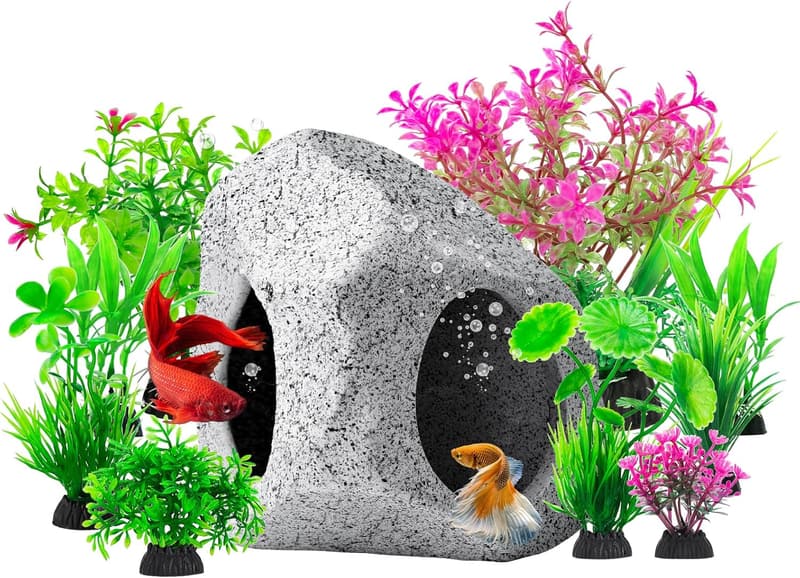 10 Pcs Non-Toxic Ceramic Aquarium Hideaway Rocks