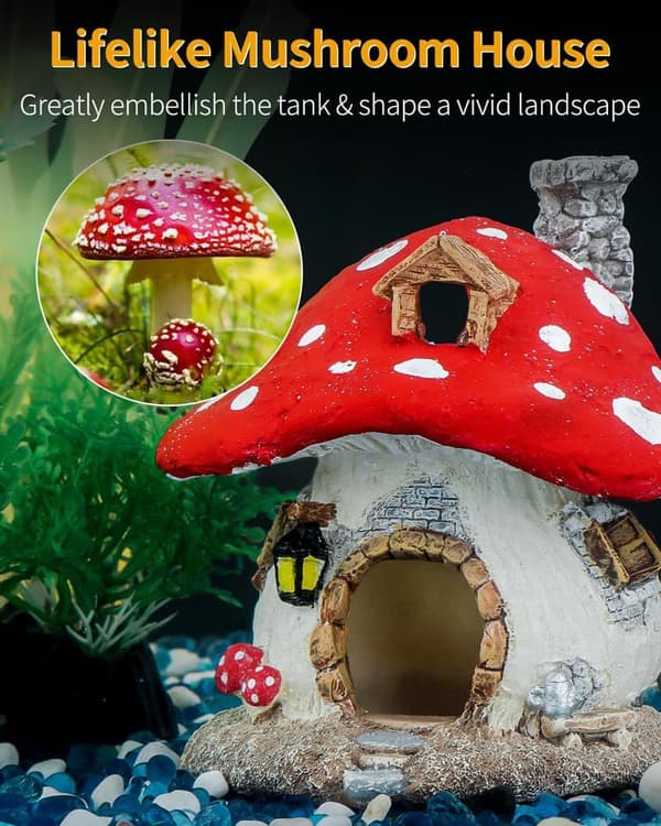 Aquarium Mushroom House Cottage Decoration for Fish & Shrimp
